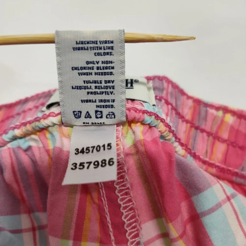 Oshkosh Y2K Girl's Plaid Pastel Shorts with String 100% Cotton Size 6 NWT
